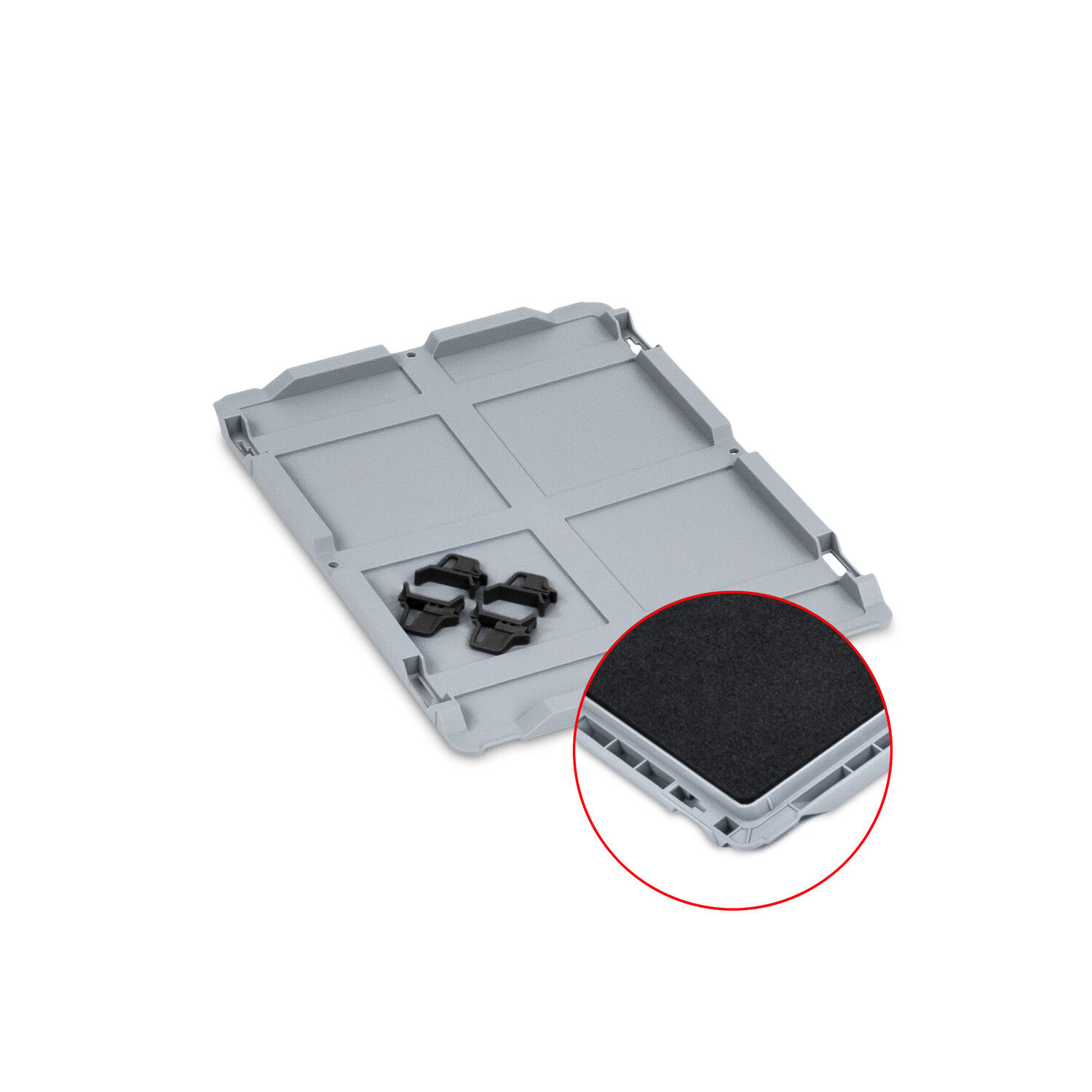 Lock med skum, inkl 4st Snäpplås till Eurobox NextGen 40x30cm