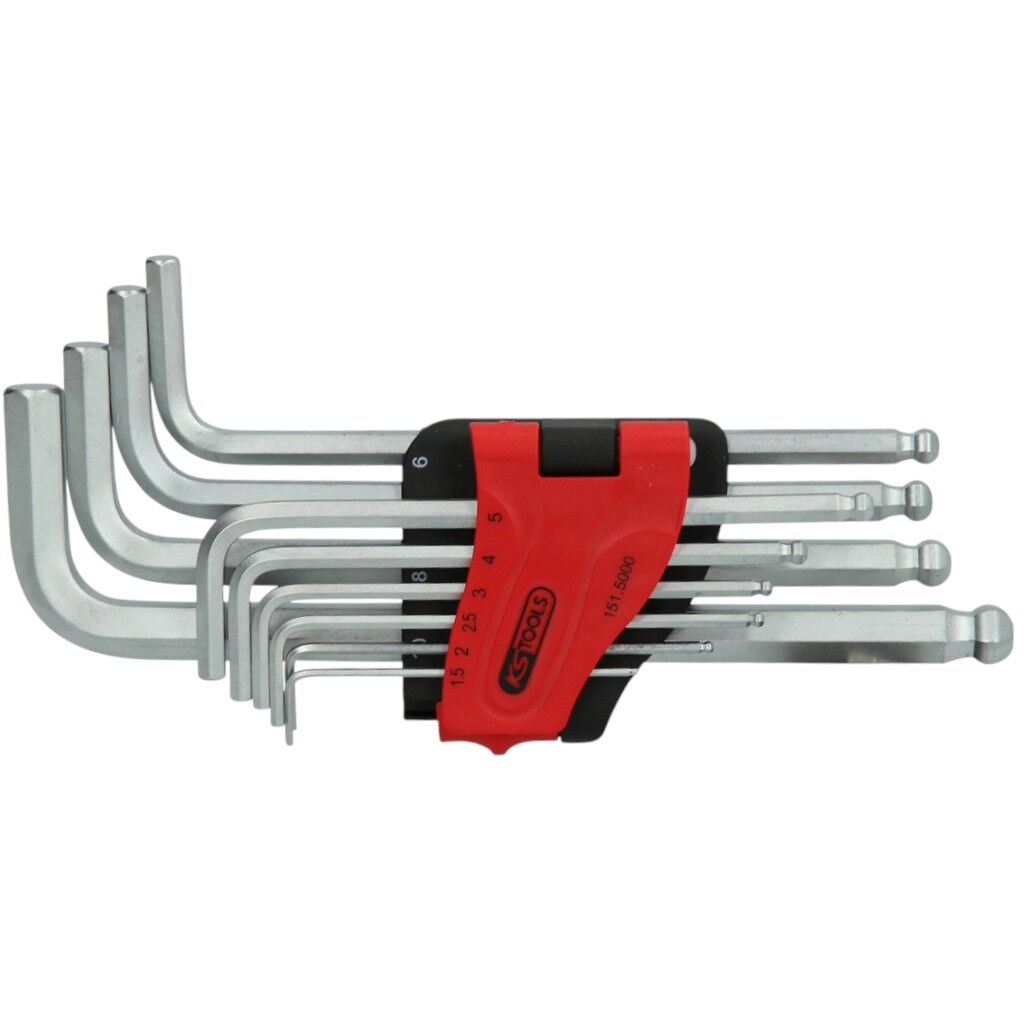 KS Insexnyckelsat 1,5-10mm, Vinklad med kula, 10 delar