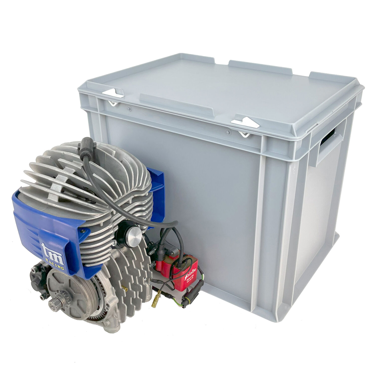 Motorlåda L - Stapelbar back med lock, Slutna grepp