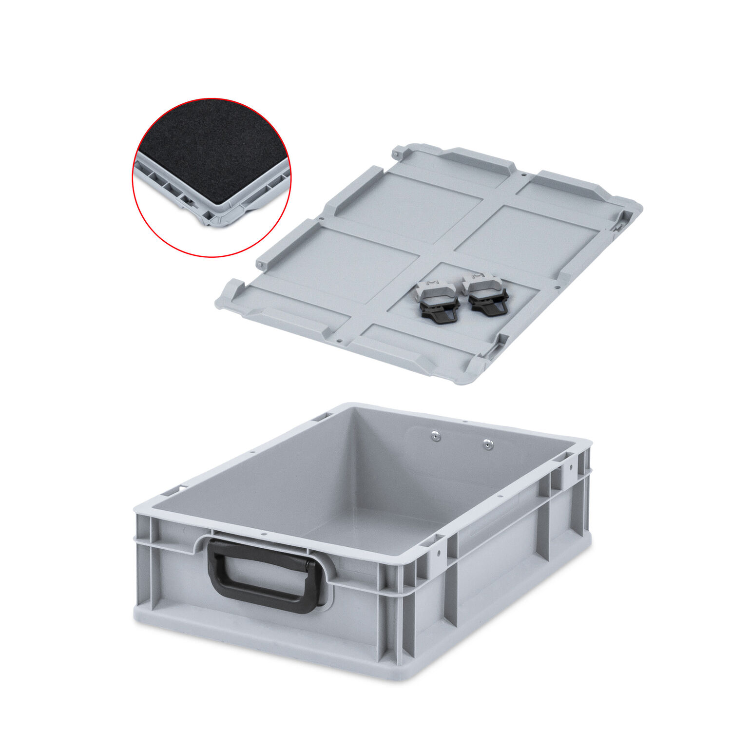 Lock med Skum, Gångjärn & Snäpplås till Eurobox NextGen 40x30cm