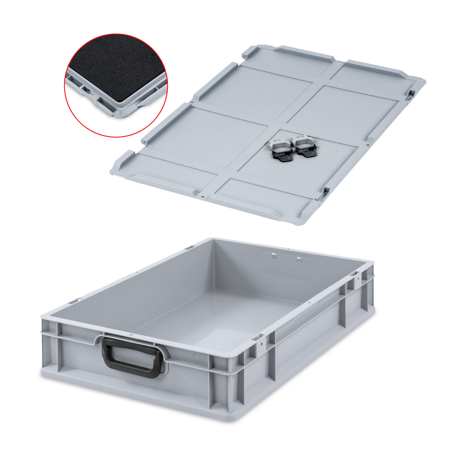 Lock med Skum, Gångjärn & Snäpplås till Eurobox NextGen 60x40cm